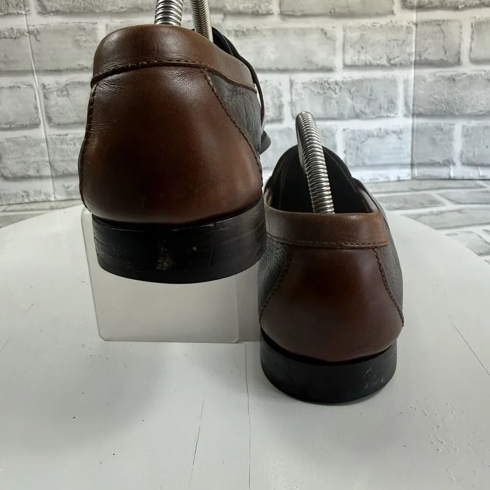 Cole Haan Men's 9 Black Brown Leather Slip Kiltie Tassel Loafer Casual Shoes